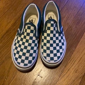 Boys vans slip on‘s green checkered  13 1/2